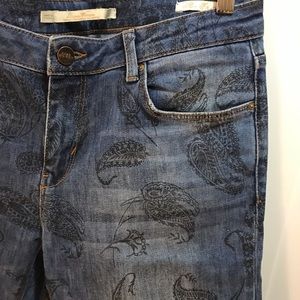 Zara Denim Slim Fit with Paisley Pattern, Size 10